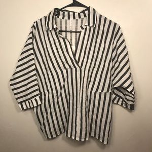black and white striped blouse